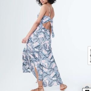 Aeropostale Floral Tie-Back Sleeveless Tropical Print Maxi Dress Sz M pink green